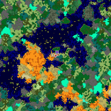 Predicted biome map of Java 1.16 seed -2780997793377906006 around estimated spawn