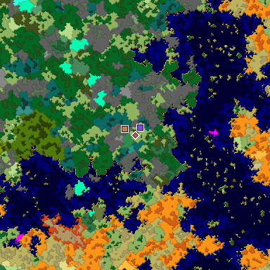 Predicted biome map of Java 1.16 seed -8644050837391809660 around estimated spawn