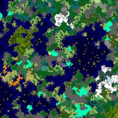Predicted biome map of Java 1.16 seed 8159474398125505794 around estimated spawn