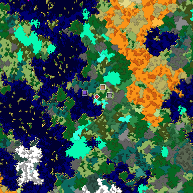 Predicted biome map of Java 1.16 seed 8056054256178828606 around estimated spawn