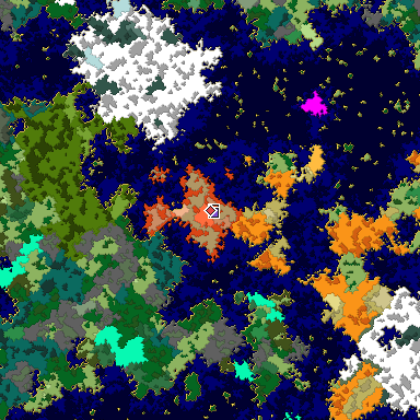 Predicted biome map of Java 1.16 seed -6897710787780688521 around estimated spawn