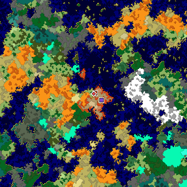 Predicted biome map of Java 1.16 seed -5142750397413162373 around estimated spawn