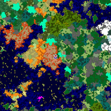Predicted biome map of Java 1.16 seed 933151696298852495 around estimated spawn