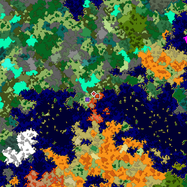 Predicted biome map of Java 1.16 seed -7759515444203414046 around estimated spawn