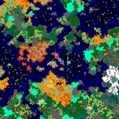 Predicted biome map of Java 1.16 seed 7971287366767833711 around estimated spawn