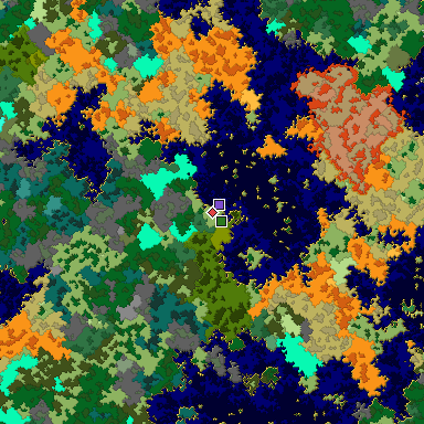 Predicted biome map of Java 1.16 seed 373587119959293653 around estimated spawn