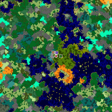 Predicted biome map of Java 1.16 seed -1881562837570776453 around estimated spawn