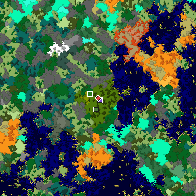 Predicted biome map of Java 1.16 seed -2276033081986145032 around estimated spawn