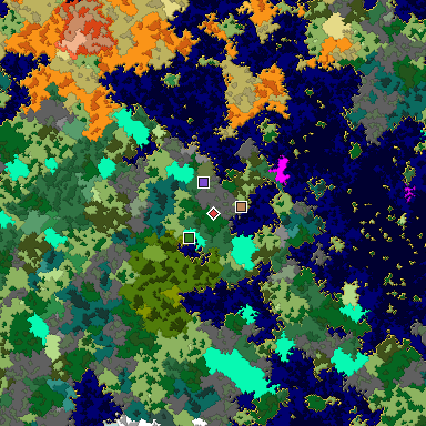 Predicted biome map of Java 1.16 seed 4817563908056590511 around estimated spawn