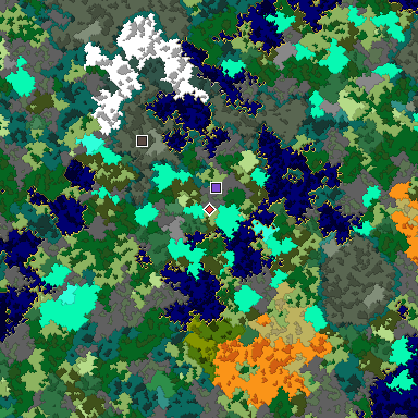 Predicted biome map of Java 1.16 seed -259516571192439890 around estimated spawn