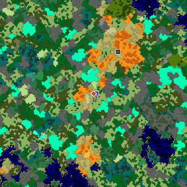Predicted biome map of Java 1.16 seed -4615986848787017718 around estimated spawn