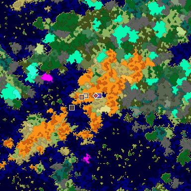 Predicted biome map of Java 1.16 seed 9014843435888808206 around estimated spawn