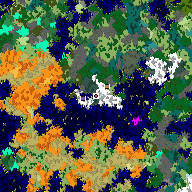 Predicted biome map of Java 1.16 seed -1873203924864698451 around estimated spawn