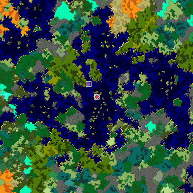Predicted biome map of Java 1.16 seed 973535726612665476 around estimated spawn