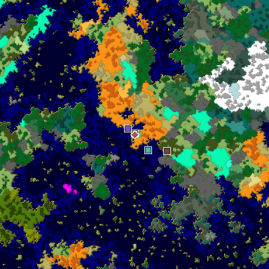Predicted biome map of Java 1.16 seed -3815172521032214731 around estimated spawn