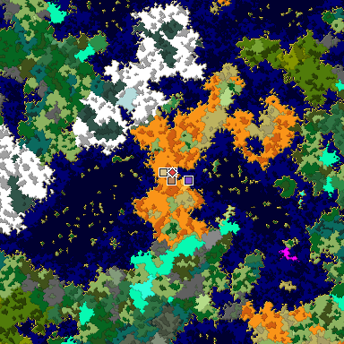 Predicted biome map of Java 1.16 seed -4800722390791177712 around estimated spawn