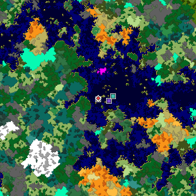 Predicted biome map of Java 1.16 seed 2098188482882850401 around estimated spawn