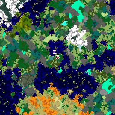 Predicted biome map of Java 1.16 seed -5080603774441674533 around estimated spawn