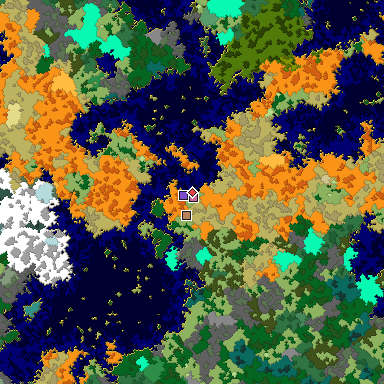Predicted biome map of Java 1.16 seed 832262825723858612 around estimated spawn