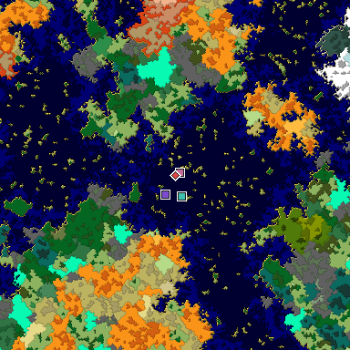 Predicted biome map of Java 1.16 seed 5183897165009362459 around estimated spawn