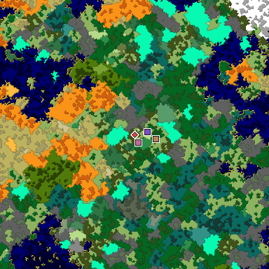 Predicted biome map of Java 1.16 seed 6560196193444560969 around estimated spawn