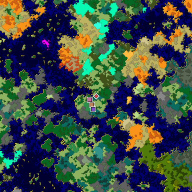 Predicted biome map of Java 1.16 seed -7891621507935167796 around estimated spawn