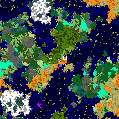 Predicted biome map of Java 1.16 seed 7204590766641809251 around estimated spawn