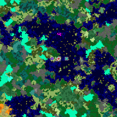 Predicted biome map of Java 1.16 seed -462226681894328025 around estimated spawn