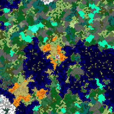 Predicted biome map of Java 1.16 seed -661934670807273803 around estimated spawn