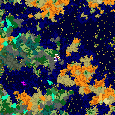 Predicted biome map of Java 1.16 seed 7118511859018867622 around estimated spawn