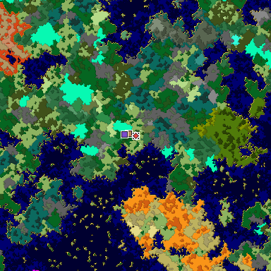 Predicted biome map of Java 1.16 seed -4037604225998116733 around estimated spawn