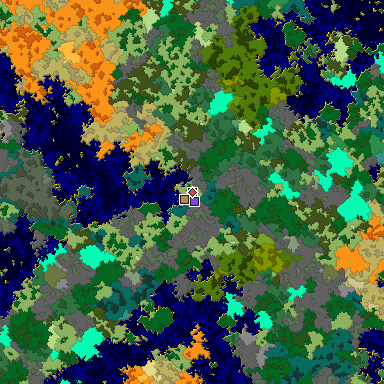 Predicted biome map of Java 1.16 seed -6970127207170731266 around estimated spawn