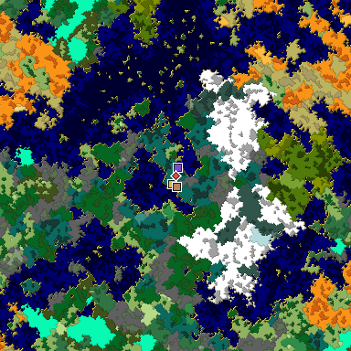 Predicted biome map of Java 1.16 seed 7823495597519861638 around estimated spawn