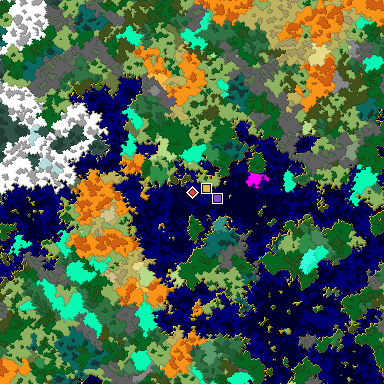 Predicted biome map of Java 1.16 seed -266858795286746973 around estimated spawn