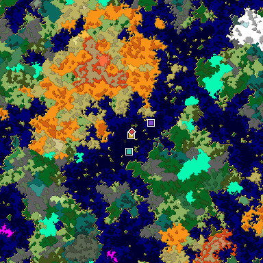 Predicted biome map of Java 1.16 seed 2503551312548201905 around estimated spawn