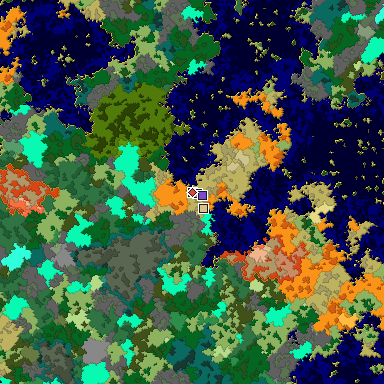 Predicted biome map of Java 1.16 seed -4853591580411774119 around estimated spawn