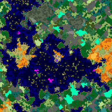 Predicted biome map of Java 1.16 seed 2271812964224216698 around estimated spawn