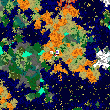 Predicted biome map of Java 1.16 seed -8175559899681762166 around estimated spawn