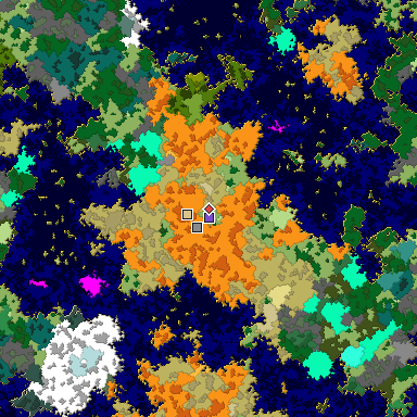 Predicted biome map of Java 1.16 seed -5441959282432952072 around estimated spawn