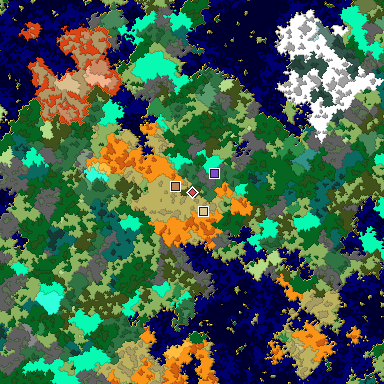 Predicted biome map of Java 1.16 seed 3772617165049685780 around estimated spawn