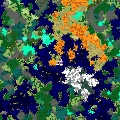Predicted biome map of Java 1.16 seed -6973112317139889730 around estimated spawn