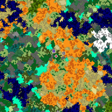 Predicted biome map of Java 1.16 seed 2178380299172594890 around estimated spawn