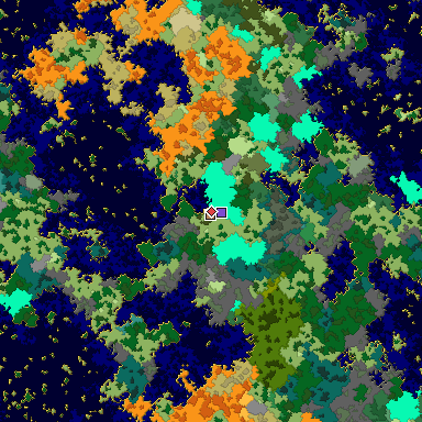 Predicted biome map of Java 1.16 seed -8450712770447075578 around estimated spawn
