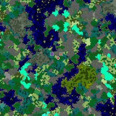 Predicted biome map of Java 1.16 seed 1316357855383422988 around estimated spawn