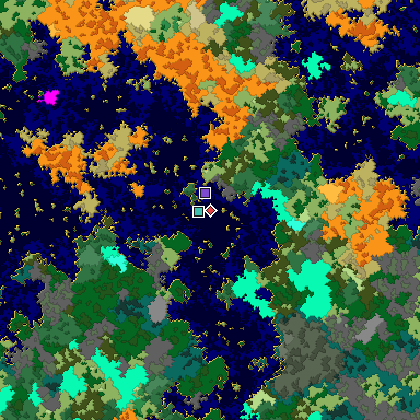 Predicted biome map of Java 1.16 seed 2269447960804015780 around estimated spawn