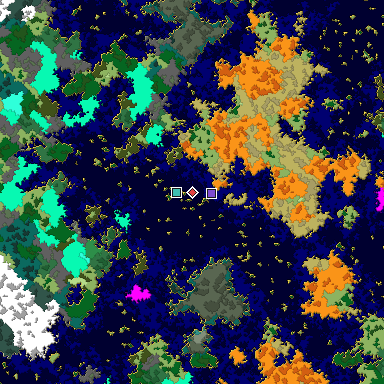 Predicted biome map of Java 1.16 seed -6496518524131363566 around estimated spawn