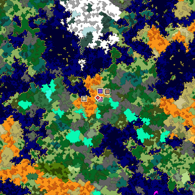 Predicted biome map of Java 1.16 seed -7161128754973798458 around estimated spawn