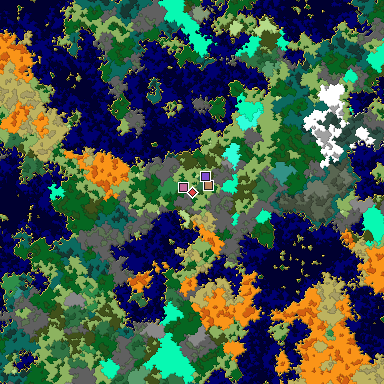 Predicted biome map of Java 1.16 seed 7613859732353119008 around estimated spawn
