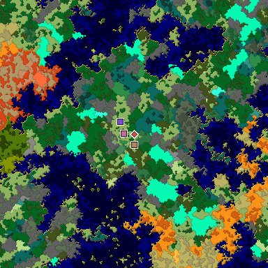 Predicted biome map of Java 1.16 seed 4514138848098842626 around estimated spawn