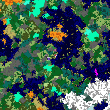 Predicted biome map of Java 1.16 seed -4194894193701909916 around estimated spawn